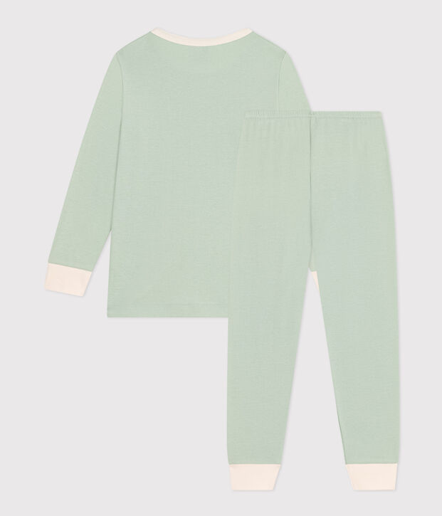 Effen katoenen pyjama voor kinderen groen