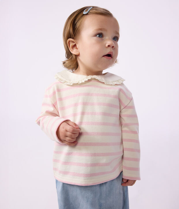 Marini&egrave;re &agrave; col b&eacute;b&eacute; en coton rose/rose