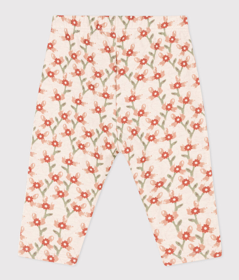 Broek in doorgestikt tubic met print voor baby's ecru/multicouleur
