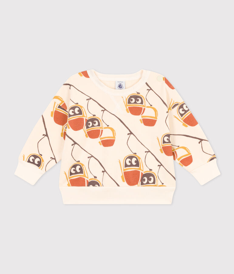 Sweatshirt in molton met print voor baby's. ecru/multicouleur