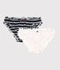 Lot de 2 culottes cœur et rayure en coton femme