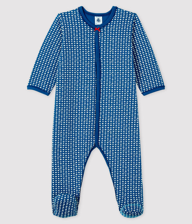 Dors-bien bleu b&eacute;b&eacute; fille en tubique bleu/blanc
