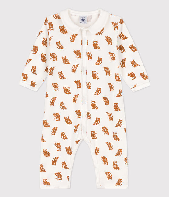 Dors-bien sans pieds hiboux bébé en coton blanc MARSHMALLOW/ ECUREUIL