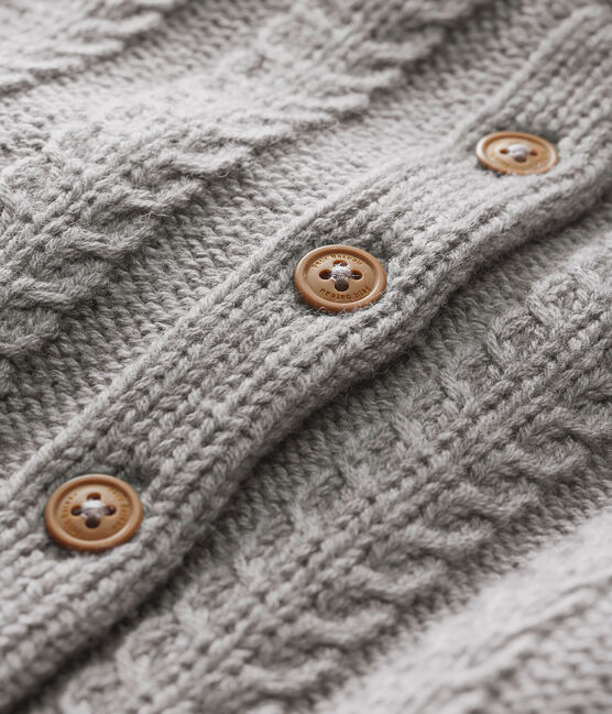 Cardigan en tricot laine et coton torsadé bébé mixte gris SUBWAY CHINE