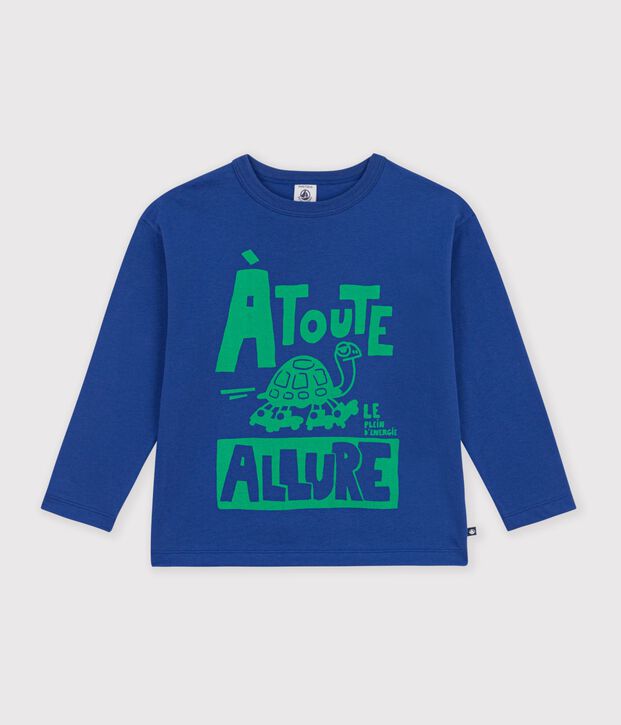 T-shirt met lange mouwen en motief voor kinderen blauw