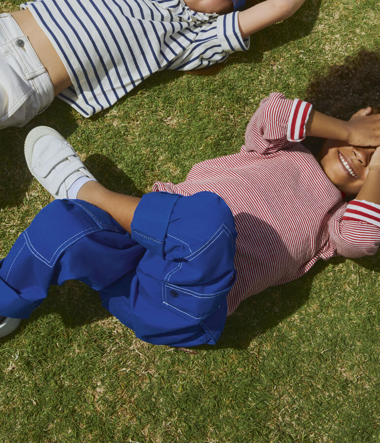 Pantalon cargo en serg&eacute; enfant fille / gar&ccedil;on bleu