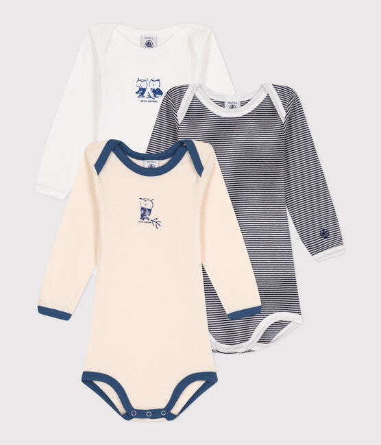 Setje met 3 katoenen babyrompertjes met lange mouwen variante 1