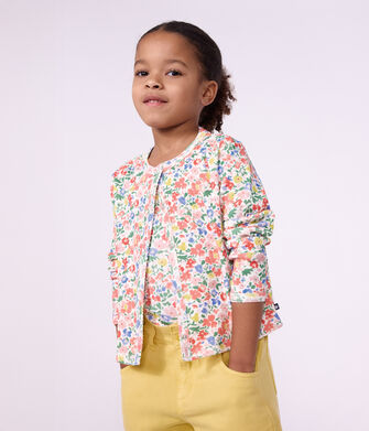 Katoenen kindercardigan met bloemenprint