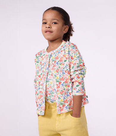 Katoenen kindercardigan met bloemenprint