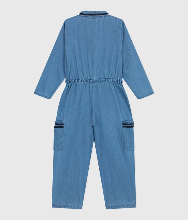 Combinaison longue enfant en coton bleu