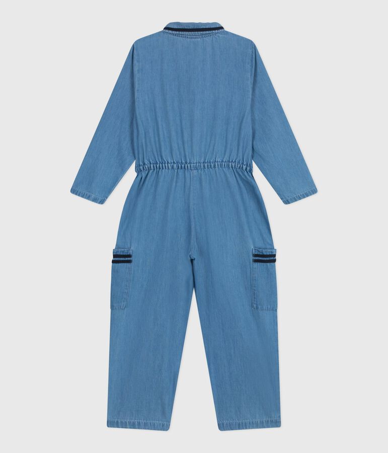 Lange katoenen jumpsuit voor kinderen blauw DENIM CLAIR