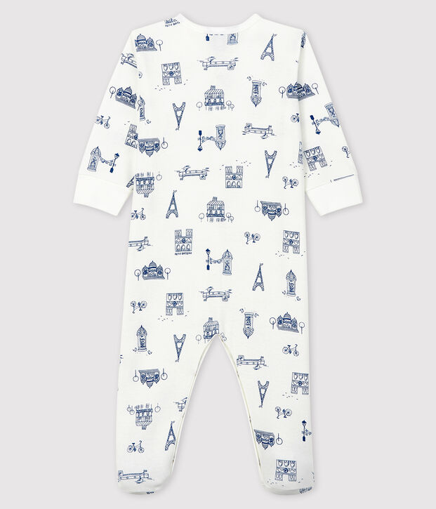 Slaappakje Paris van ribstof voor baby wit/blauw