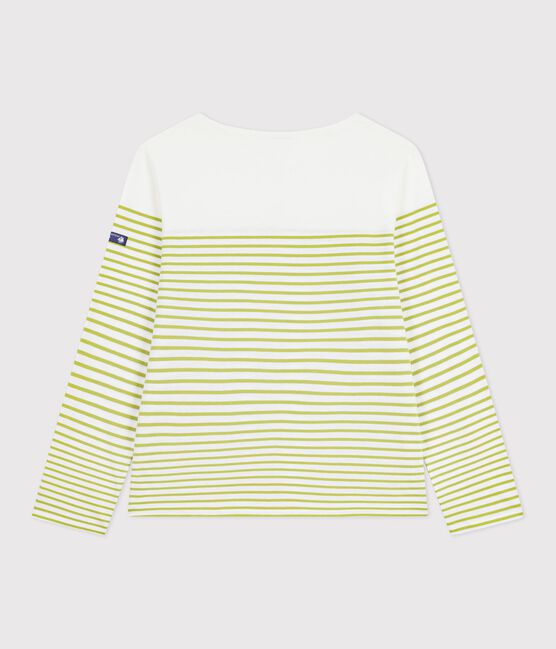 Gestreept katoenen marineshirt voor dames groen MARSHMALLOW/ MOSS