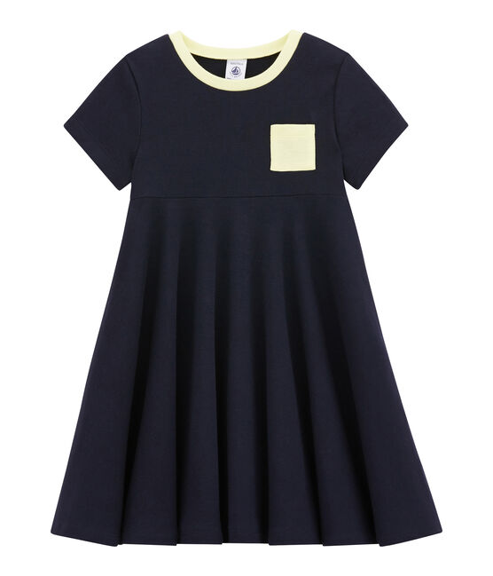 Robe fille en coton léger bleu Abysse