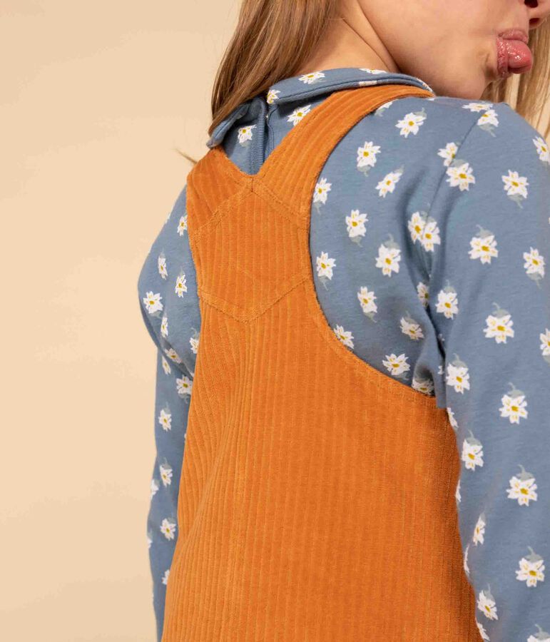 Robe salopette en bouclette velours enfant fille marron