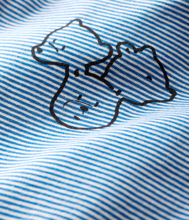 Body manches longues col roul&eacute; b&eacute;b&eacute; bleu/blanc