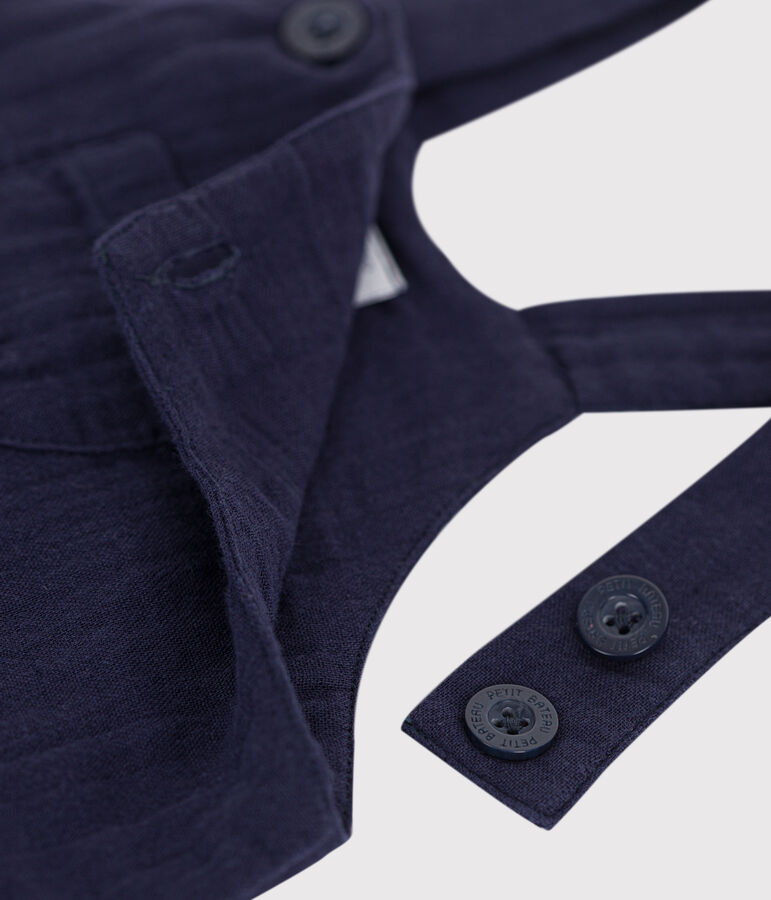 Effen salopette met korte pijpen van luchtig katoen voor baby's blauw