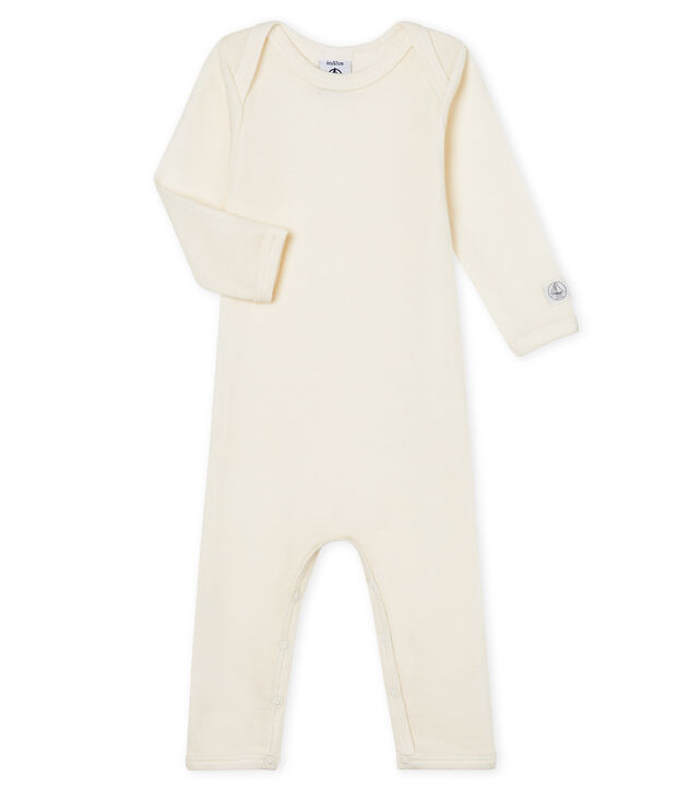 Rompertje lange pijpen van wol en katoen baby beige