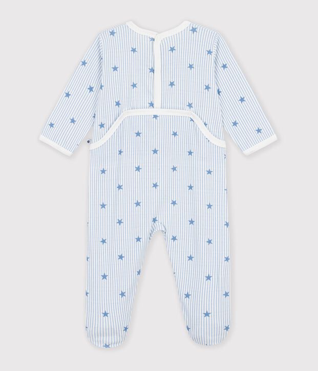 Pyjama b&eacute;b&eacute; en molleton ouverture dos imprim&eacute; &eacute;toiles blanc/multicouleur