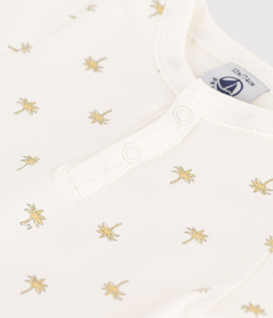 Katoenen body met korte mouwen en print met palmboom voor baby's wit MARSHMALLOW/wit MULTICO