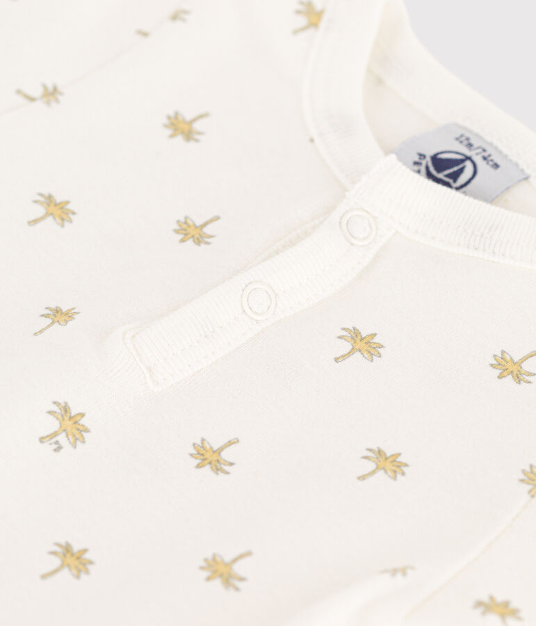 Katoenen body met korte mouwen en print met palmboom voor baby's wit MARSHMALLOW/wit MULTICO