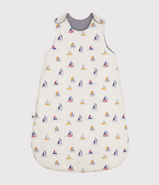 Katoenen babytrappelzak met bootjesprint TOG 2.5  wit MARSHMALLOW/blauw MEDIEVAL/ MULTICO