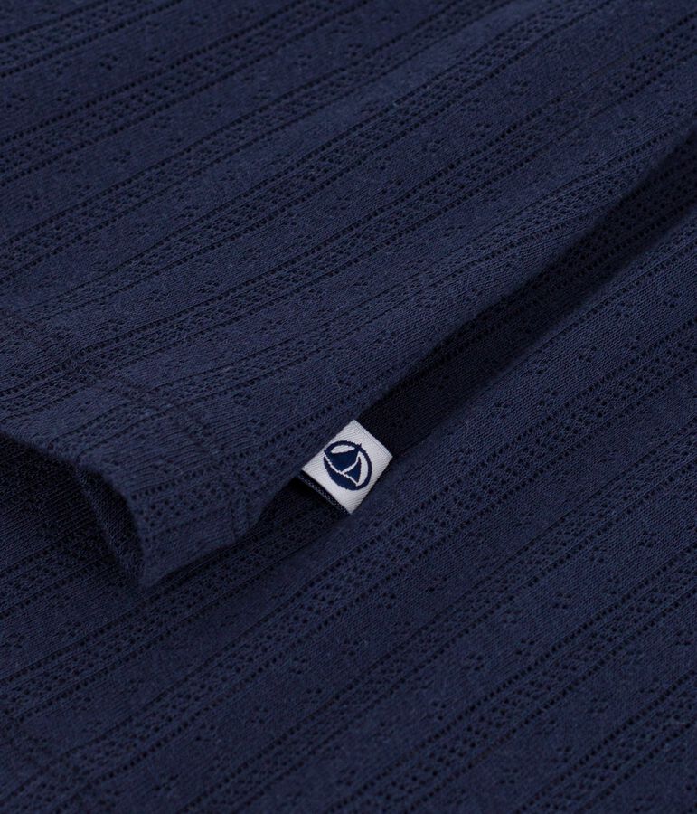 Damesnachthemd in opengewerkt katoen blauw SMOKING