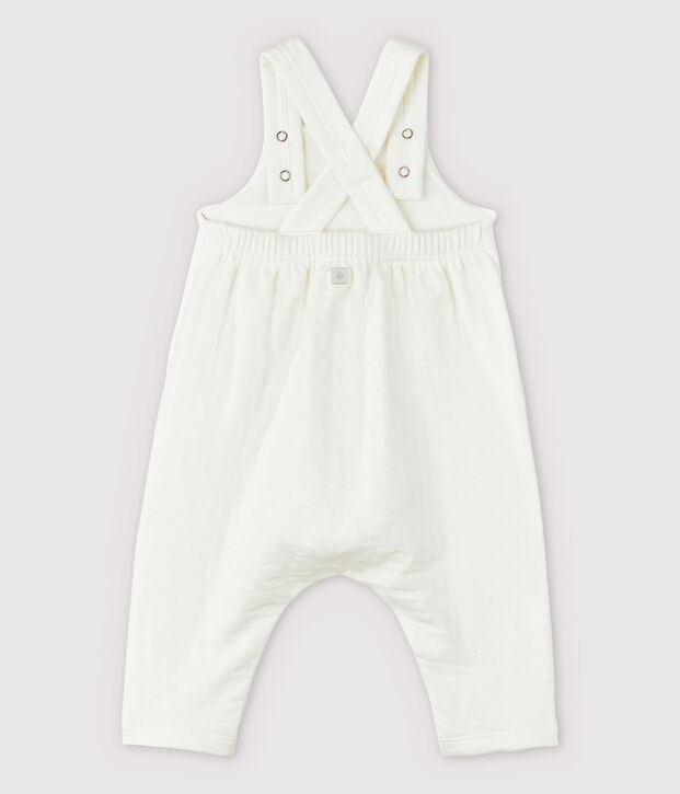 Salopette blanche b&eacute;b&eacute; en tubique en coton biologique blanc