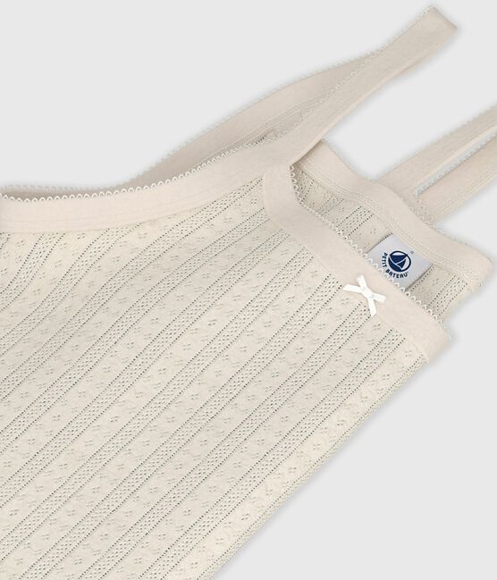 Dameshemd met bandjes in opengewerkt katoen ecru MILK