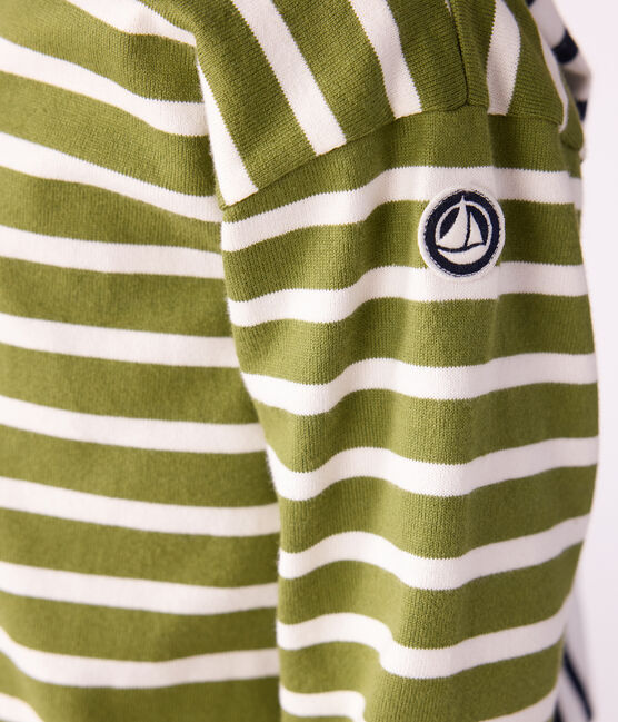 Marinière enfant en coton vert CEDAR/ MILK