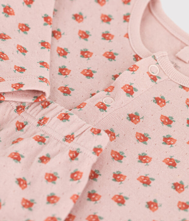 Ensemble en tubique imprim&eacute; fleuri b&eacute;b&eacute; rose/multicouleur