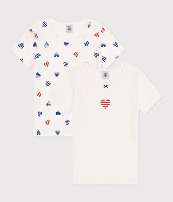 Lot de 2 tee-shirts enfant en coton manches courtes cœurs variante 1
