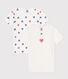 Lot de 2 tee-shirts enfant en coton manches courtes cœurs