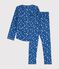 Pyjama petite fille imprimé flocons en côte bleu MAJOR/blanc ECUME