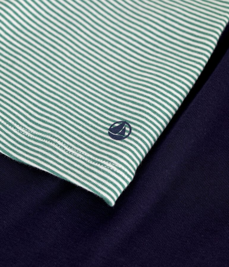 Korte katoenen kinderpyjama met streepjes blauw/multicouleur