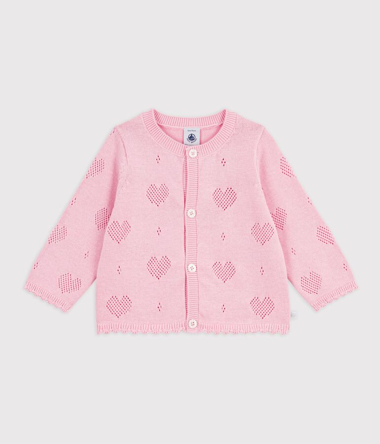 Katoenen babyvestje met hartjesmotief roze