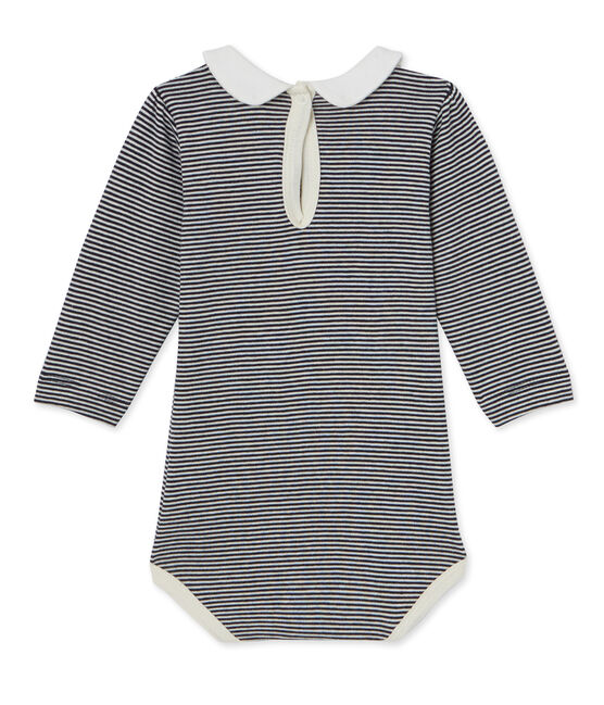 Body bébé fille en milleraies bleu SMOKING/beige COQUILLE