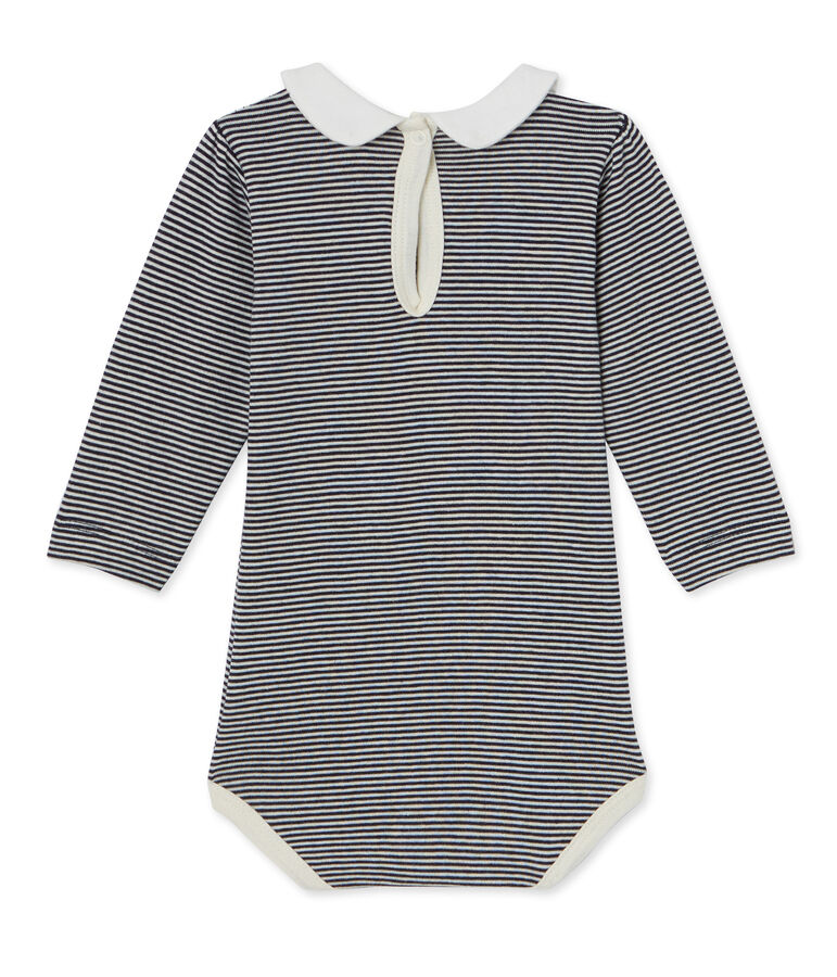 Babybody met milleraies-strepen voor meisjes blauw SMOKING/beige COQUILLE