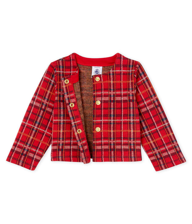 Cardigan b&eacute;b&eacute; fille &agrave; carreaux rouge/multicouleur