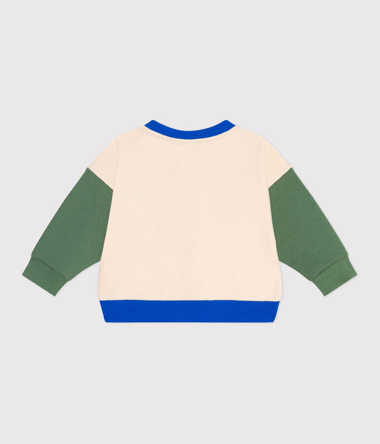 Veste teddy b&eacute;b&eacute; en coton colorblock &eacute;cru/vert