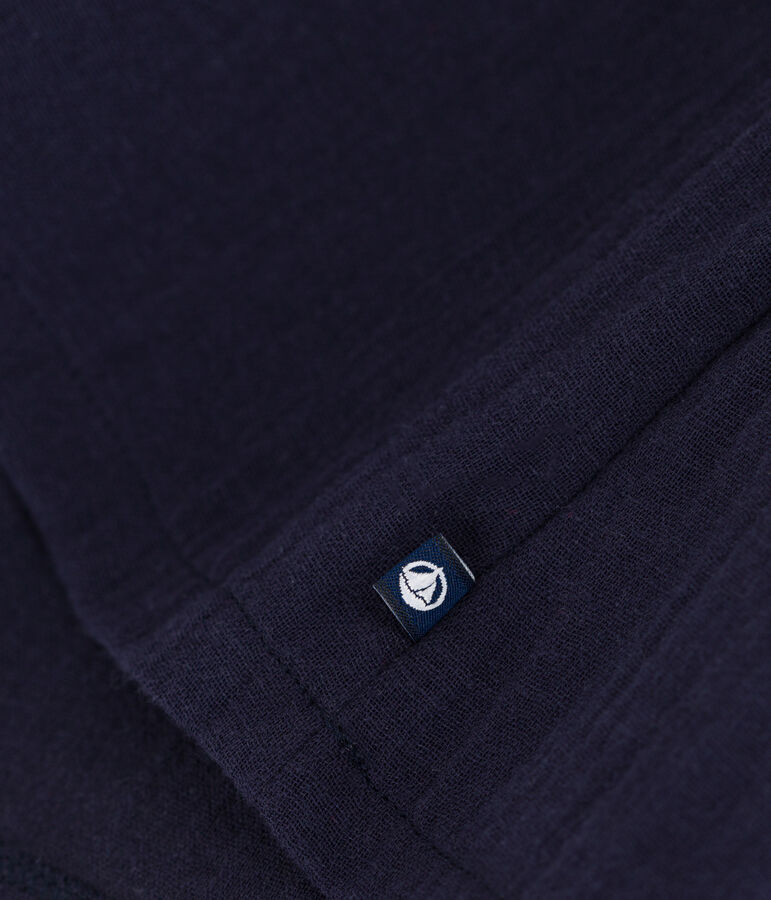 Jurk met lange mouwen van twee materialen voor baby's blauw/wit