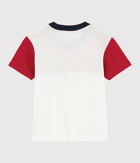 Katoenen T-shirt met korte mouwen voor jongens rood TERKUIT/wit MARSHMALLOW