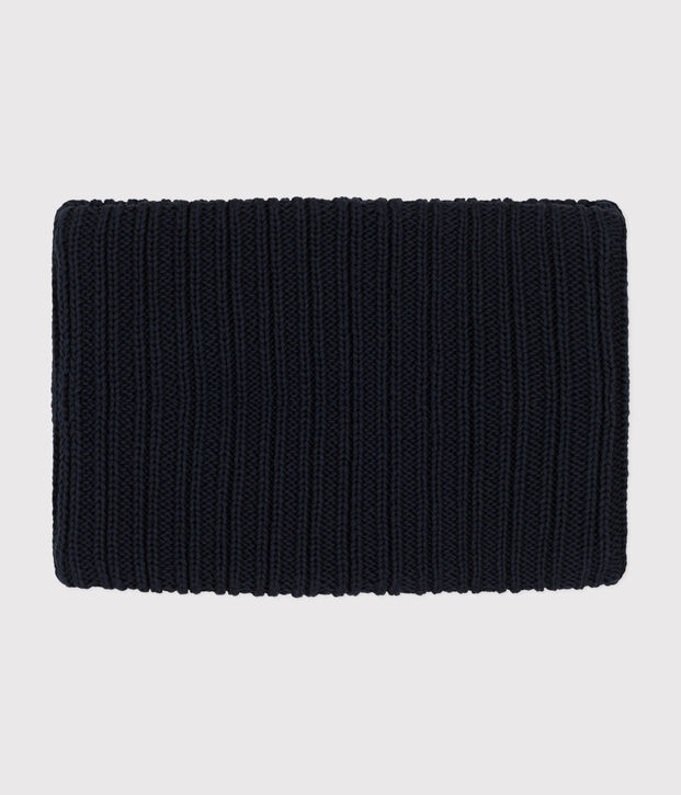 Snood en tricot doubl&eacute; en polaire enfant bleu marine