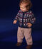 Gebreid babyvestje met wol blauw MEDIEVAL/wit MULTICO