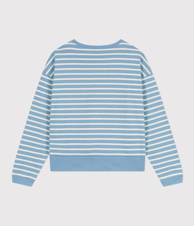 Katoenen sweatshirt met marinestrepen voor dames blauw/beige