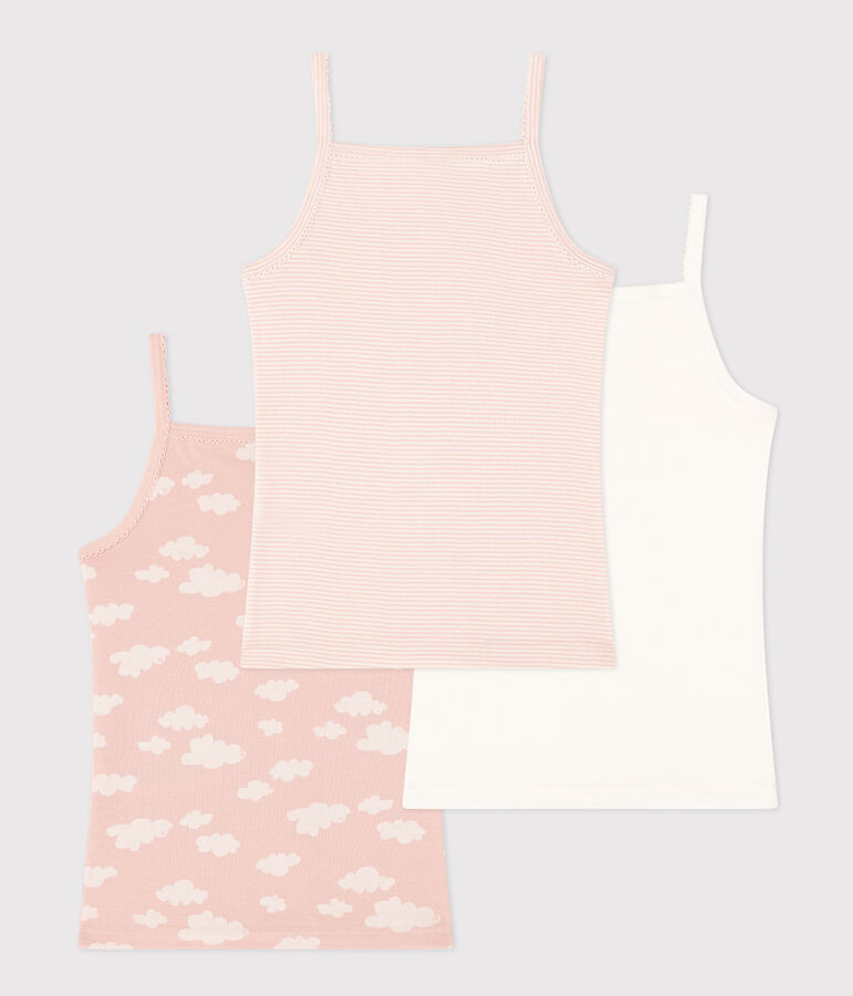 Set van 3 katoenen hemdjes met bandjes en wolkmotiefje voor kinderen multicouleur