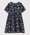 Meisjesjurk met korte mouwen in tubic blauw SMOKING/wit ECUME
