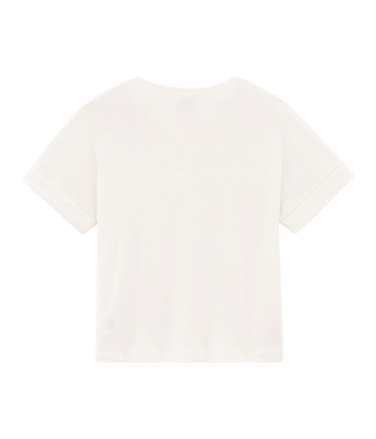Tee-shirt &agrave; manches courtes enfant fille blanc MARSHMALLOW
