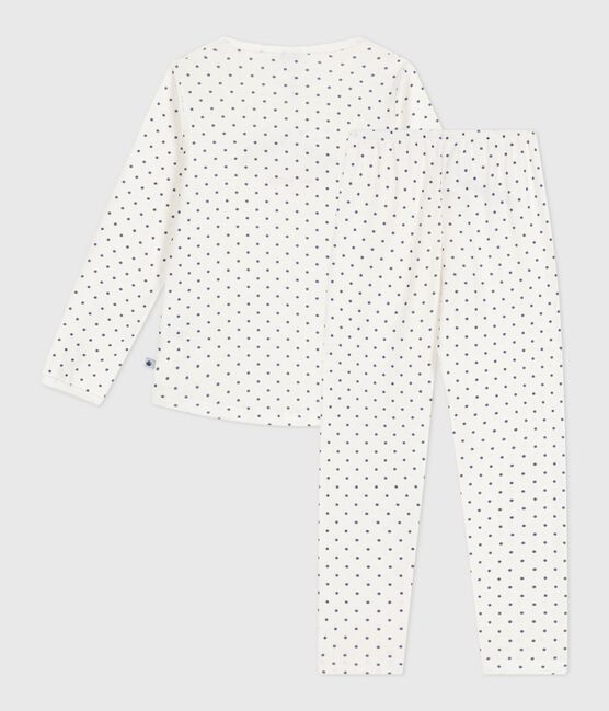Pyjama enfant en coton imprimé pois bleu MARSHMALLOW/ SOIR