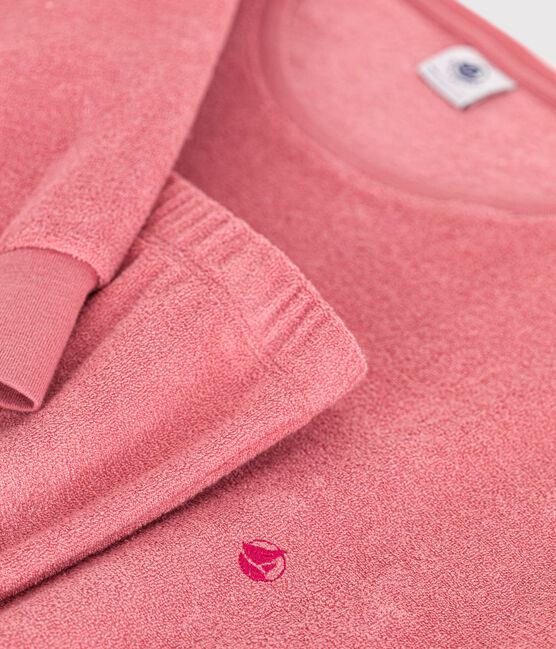 Effen pyjama van geruwde badstof voor dames roze ROSEWOOD